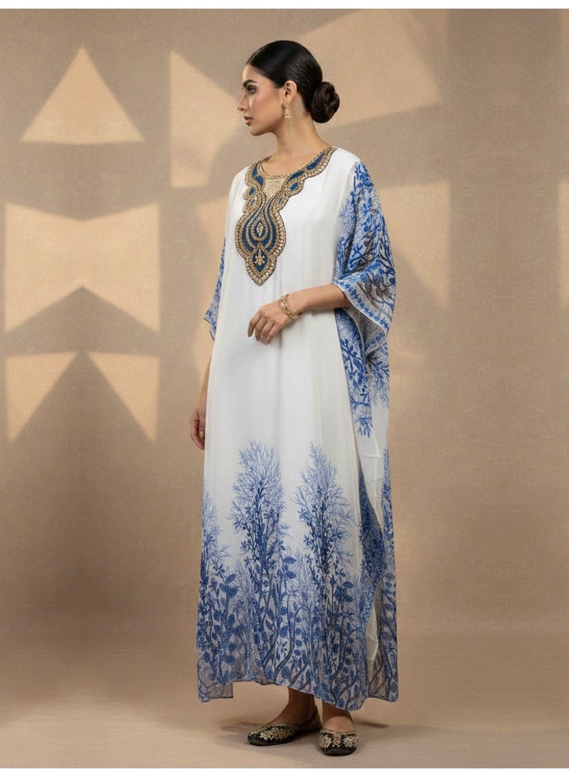 الايا جلابية نسائية شيفون مطرزة بالزهور - Image 1